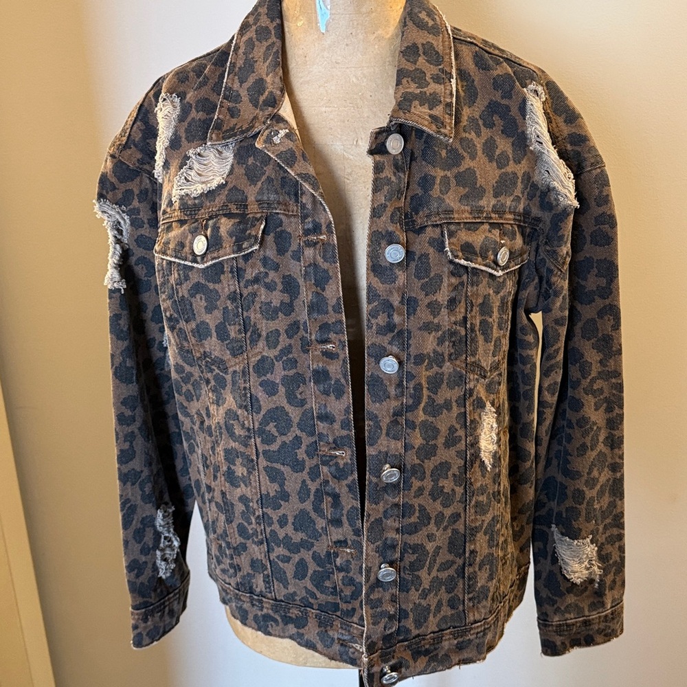COPY - Leopard denim misguided jacket
